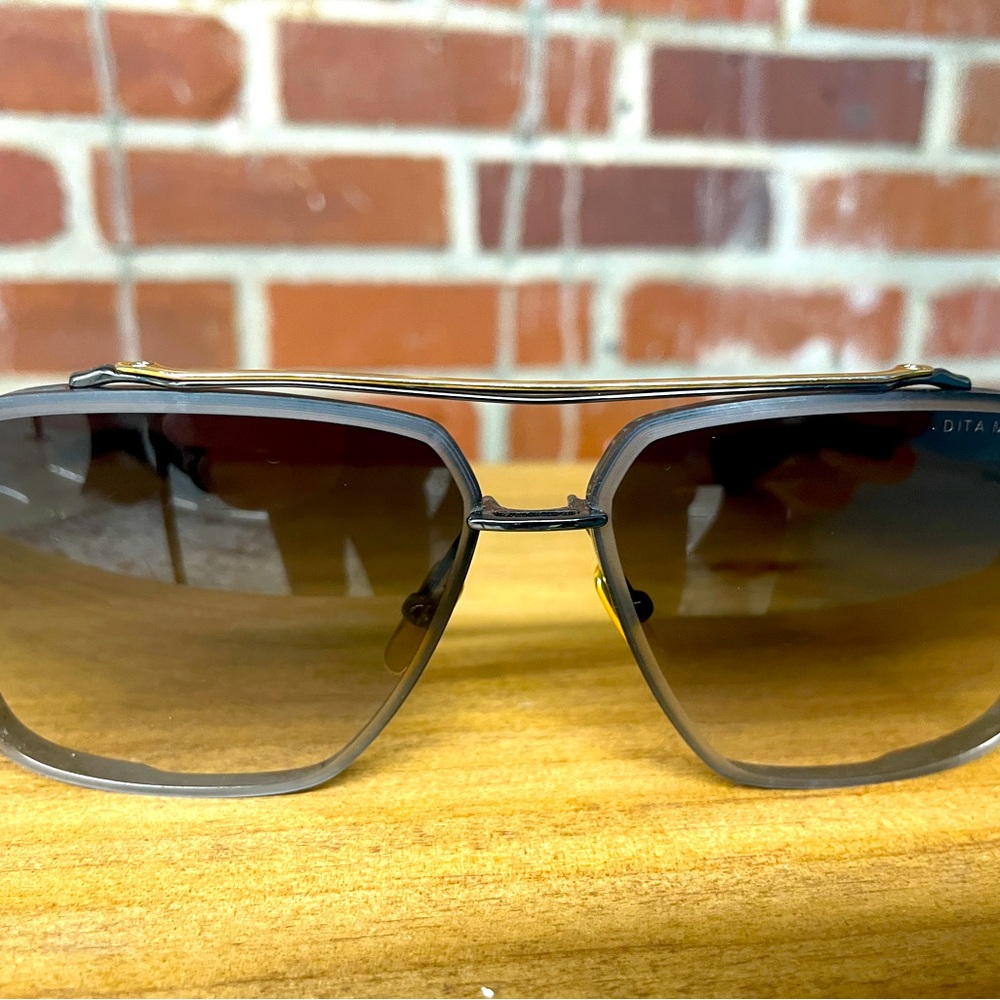 USED - DITA MACH-SIX sunglasses. black rhodium & yellow gold. Great Condition